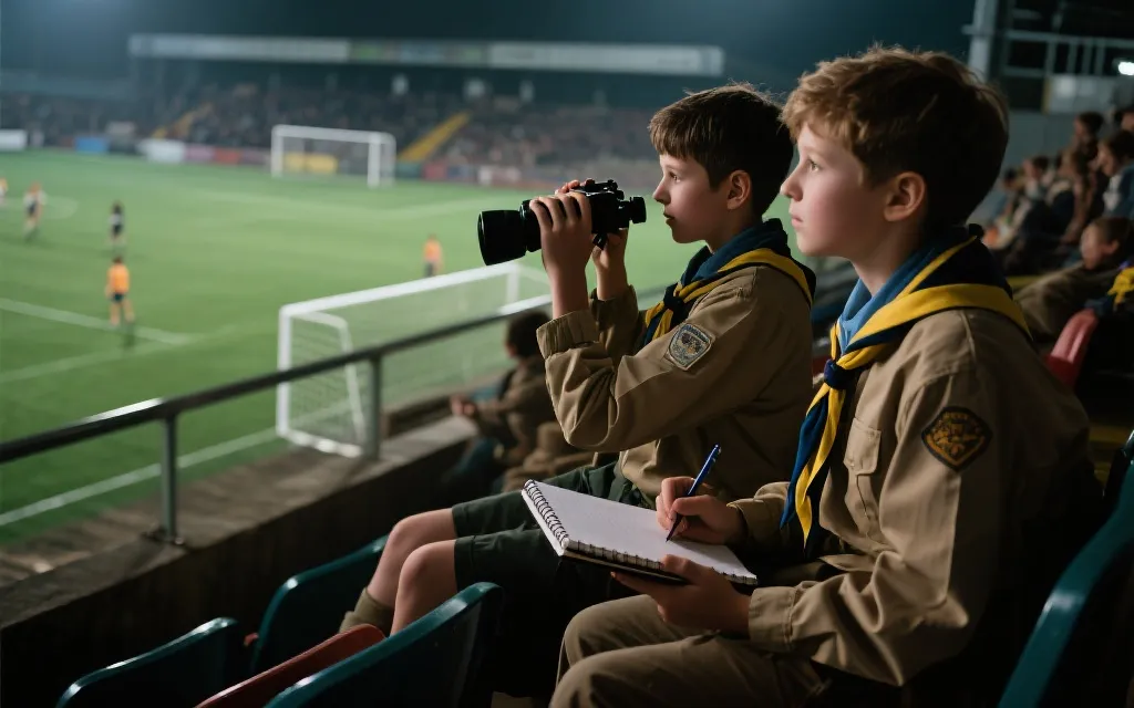 球探看台观察年轻球员比赛，象征转会与出海通道