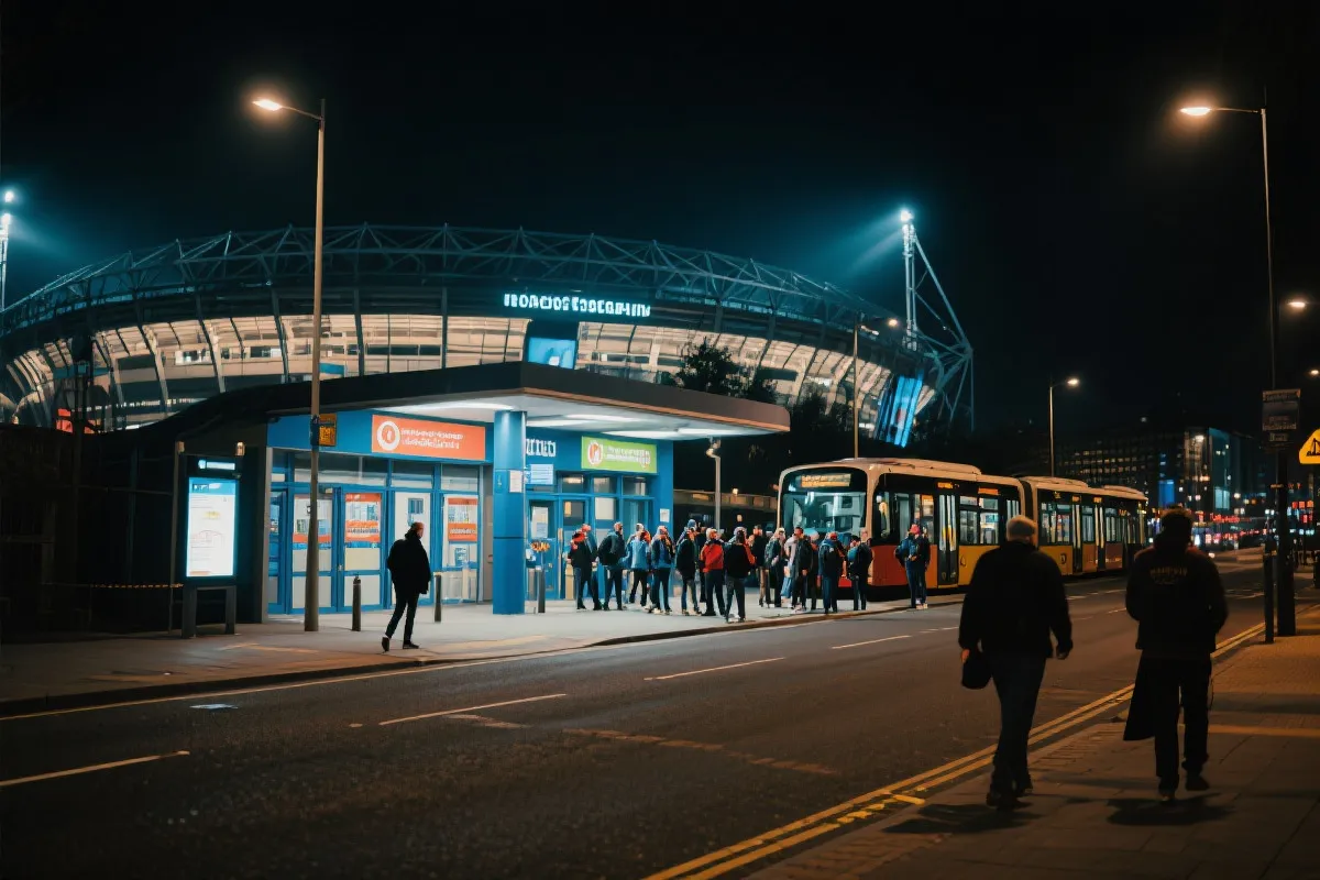 墨西哥世界杯观赛城市夜景与公共交通出行场景